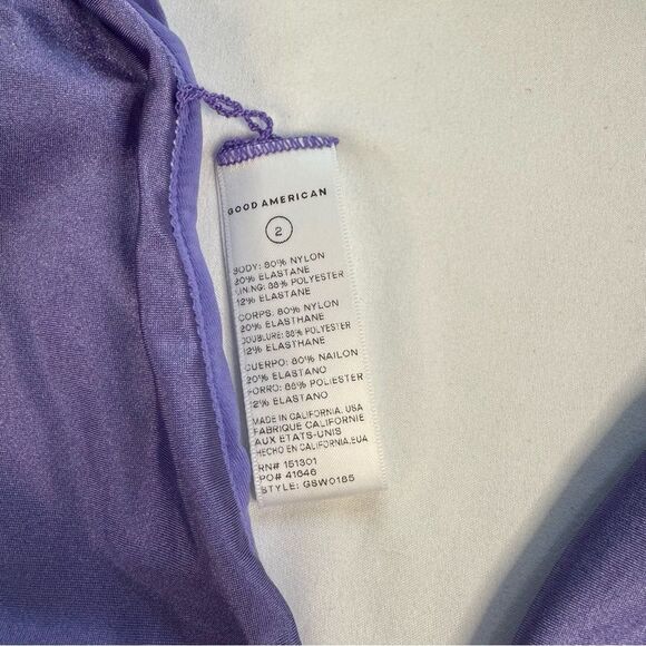 NWT Good American Size 2 M Lilac Purple Shine Ruched Halter Tie Bikini Swim Top - Picture 5 of 9